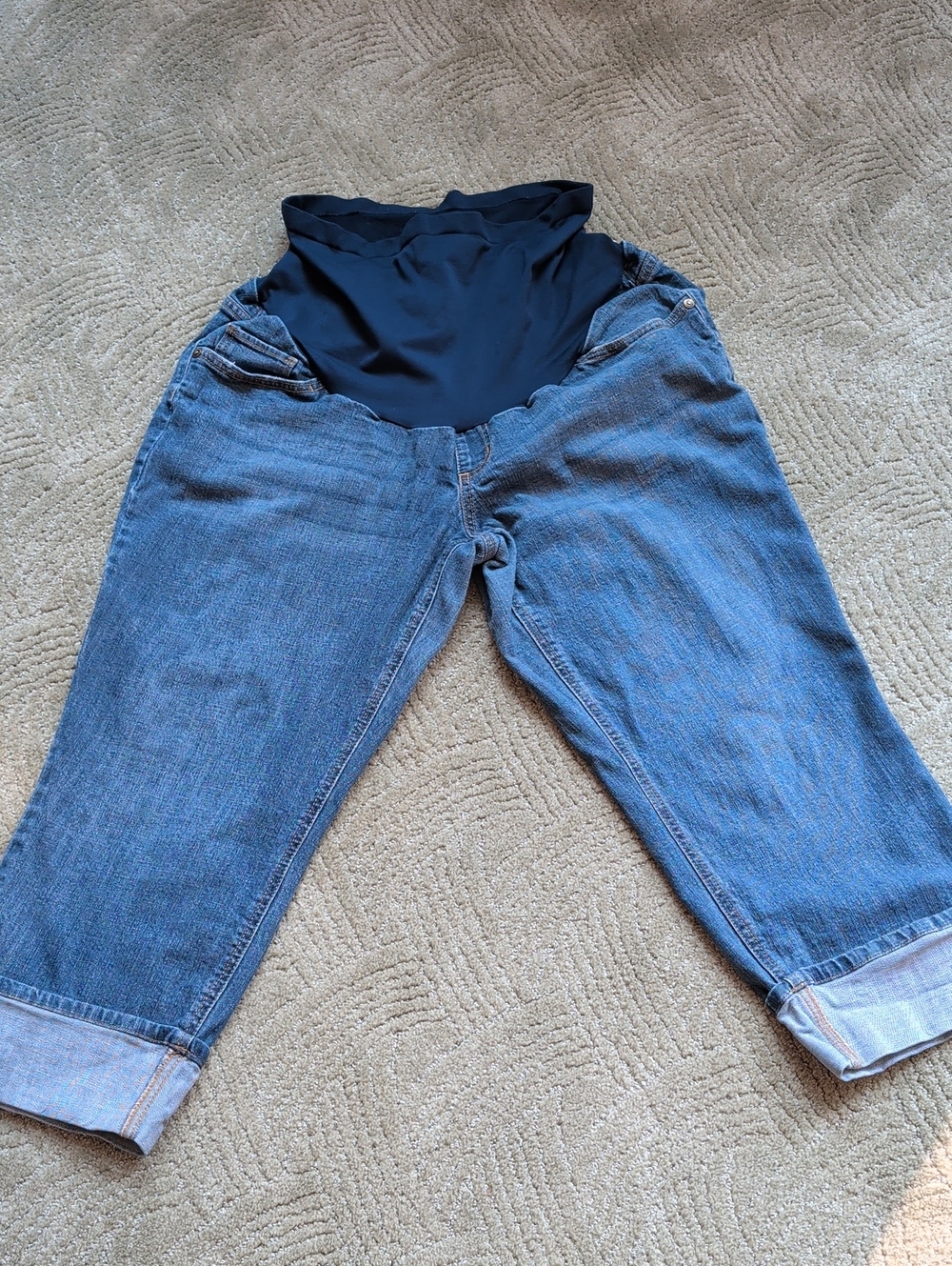 Indigo Blue Maternity Capri Jeans with Waistband Size XL